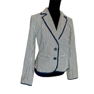 SANDRO NAUTICAL NAVY & WHITE STRIPED CLASSIC BUSINESS CASUAL WOMENS SIZE MEDIUM
